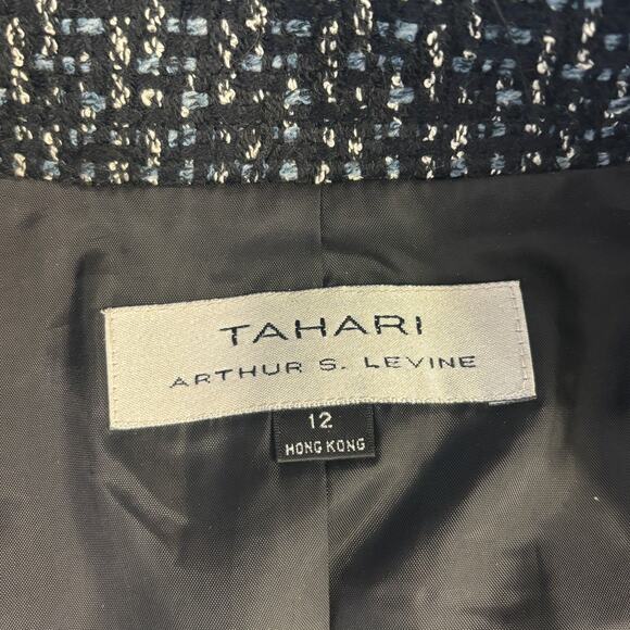 Tahari Tweed Black Womens ASL Arthur S Levine Jacket Zip Academia Classic SZ 12 - Picture 6 of 7